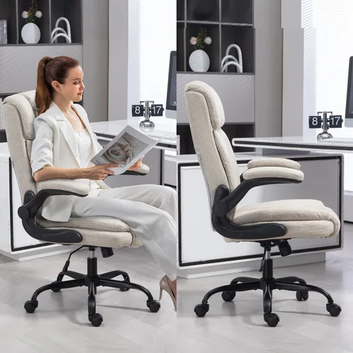 Miniatura 9 de Silla de oficina con respaldo alto, ergonómica, ejecutiva, silla de escritorio para computadora, cómoda tela, acolchada, sillas de escritorio