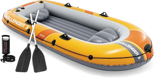Miniatura 8 de Set de Bote Hinchable Intex Challenger 2: Incluye Remos Deluxe de 48 Pulgadas y Bomba de Alta Potencia Amarillo