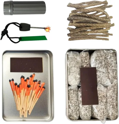 Miniatura 8 de Kit de iniciación de fuego, paquetes de afeitado de magnesio 6/8 + 20/40 resistentes al agua y a prueba de viento Ferro Rod Striker - Kit