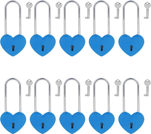 Miniatura 20 de Love Lock - Candado de corazón con llave para enamorados, boda, día de San Valentín, aniversario, viajes (con llave)