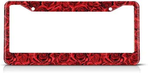 Miniatura 18 de Lindo patrón de fresa fruta rosa soporte para placa de matrícula lunares marco rojo placa accesorios de coche 2 agujeros novedad auto etiqueta