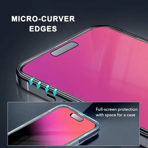 Miniatura 4 de Paquete de 2 protectores de pantalla de privacidad compatibles con iPhone 14 Pro Max de 25 grados, vidrio templado antiespía, marco de fácil Para