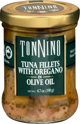 Miniatura 5 de Tonnino - Filetes de atún bajo en calorías y sin gluten, atún premium empacado en vidrio con aleta amarilla en aceite de oliva, 6.7 onzas