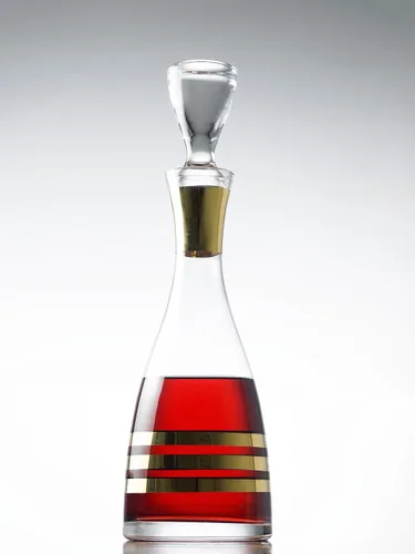 Miniatura 2 de Decantador de vino - Vidrio - Transparente - con tapón - Con cuerdas doradas - 40 oz - para vino - Whisky - Champagne - Hecho en Europa - por Barski