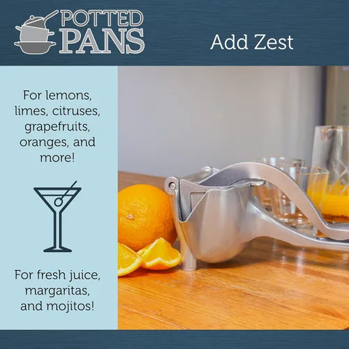 Miniatura 3 de Potted Pans Manual Citrus Juicer Hand Press - Exprimidor de limón de metal grande de 6.4oz para pomelo naranja y lima Más
