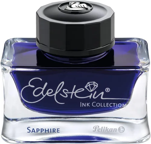 Pelikan Edelstein tinta embotellada para pluma estilográfica, verde jade, 50ml, 1 cada uno (339374)., Azul zafiro 1 botella