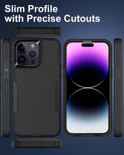 Miniatura 2 de Funda para iPhone 14 Pro Max, con protector de pantalla de vidrio templado, carcasa resistente a prueba de golpes con cubierta de puerto de carga