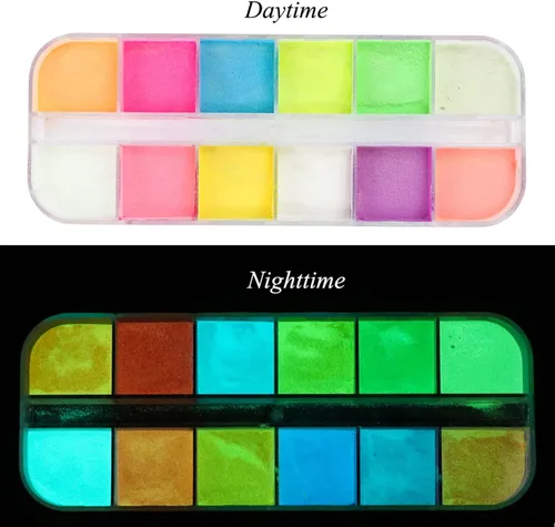 Miniatura 2 de Polvo luminoso de uñas de 12 colores, pigmento fluorescente holográfico, brillo holográfico, arte de uñas, diseño de polvo, suministros de uñas