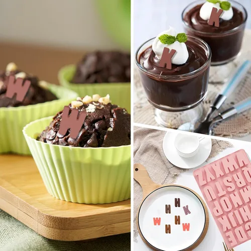Miniatura 7 de 1 molde de silicona con letras del alfabeto de chocolate con 26 cavidades, moldes de letras para chocolate, dulces, pasteles, galletas, gran