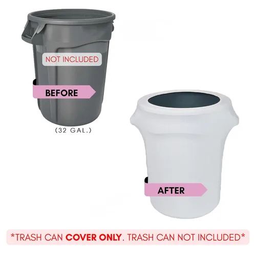 Miniatura 2 de YOUR CHAIR COVERS - Cubierta ajustada elástica de spandex para bote de basura/contenedor de desechos de 32 galones - Blanco
