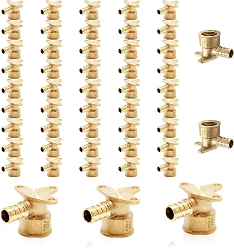 Miniatura 19 de Paquete de 5 accesorios PEX, adaptador de codo de oreja NPT roscado hembra Pex de 1/2 pulgadas x 1/2 pulgadas, accesorios de engarce de latón