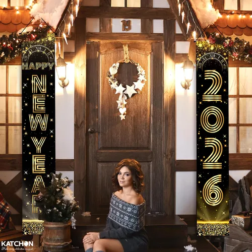Miniatura 5 de KatchOn, Cartel extra grande de feliz año nuevo – 72 x 12 pulgadas Decoraciones de Año Nuevo 2026 Suministros de fiesta de Año Nuevo 2026