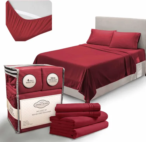 Miniatura 10 de Abeero Home Juego de sábanas de tamaño King, sábanas de hotel de lujo, sábana suave con correas elásticas en las esquinas, sábana de microfibra
