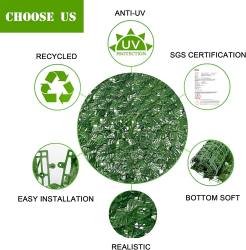 Miniatura 7 de Bybeton Rejilla para valla de privacidad de hiedra artificial, 120 x 40 pulgadas, resistente a los rayos UV, paneles de pared de seto de vegetación