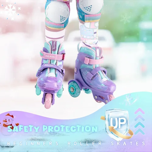 Miniatura 8 de SULIFEEL Patines de Ruedas Ajustables para Niñas Niños Infantiles, Ruedas Divertidas Iluminadas con Luz Flash de Tipo Equilibrio de Tres Puntos Azul