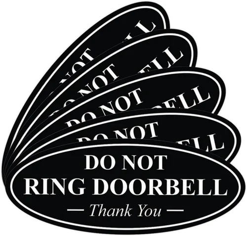 Miniatura 30 de All Quality Cartel de agradecimiento ovalado con texto en inglés «Do not Ring DOORBELL», color negro, pequeño, 1 paquete