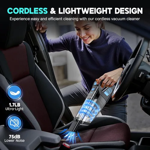 Miniatura 7 de CKIKH Aspiradora de Mano Inalámbrica, 15000PA Succión Fuerte, Aspiradora de Coche de Mano Portátil con Múltiples Boquillas y Filtro Lavable