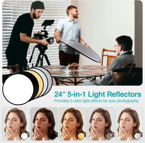 Miniatura 7 de EMART Sistema de soporte de telón de fondo de 8.5 x 10 pies, kit de iluminación profesional para fotografía con bombilla LED de 50 W, telón de fondo