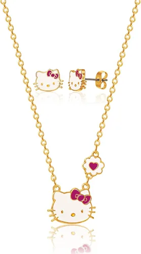 Miniatura 5 de Hello Kitty Juego de joyas para niñas, 18 pulgadas + 3 pulgadas, collar y aretes para niñas, regalos, Sin gemas.