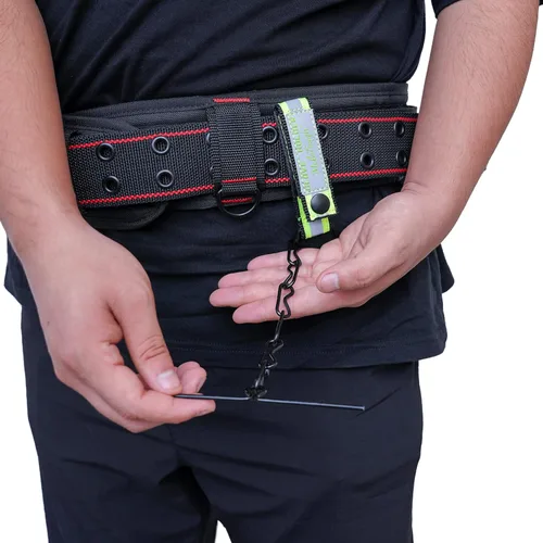 Miniatura 7 de MELOTOUGH Correa de cinta para cinturón de herramientas, portacinta para electricistas con cadena, llavero y mosquetón con gatillo