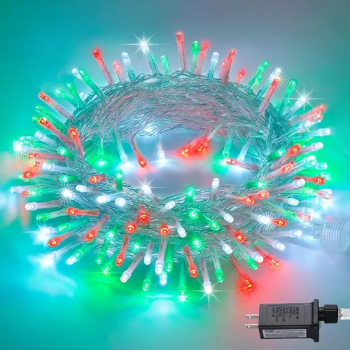 Miniatura 18 de QITONG Tira de luces rojas y verdes para exteriores, 165 pies, 500 luces LED de alambre transparente de Navidad para interiores, 8 modos de luz