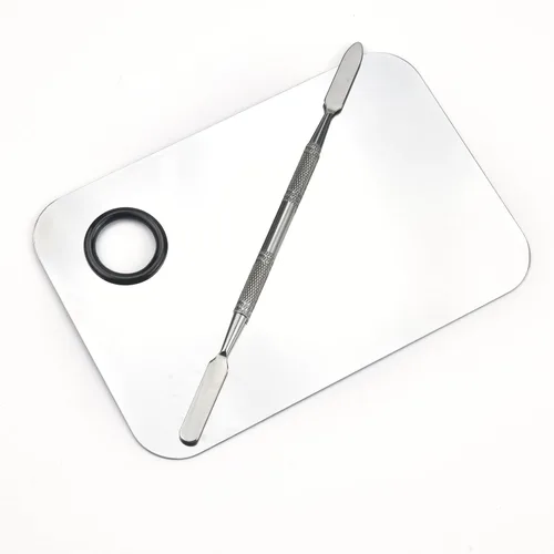 Miniatura 4 de Paleta de mezcla de maquillaje, paleta de maquillaje de acero inoxidable, paleta de cosméticos con espátula para arte de uñas, sombra de ojos