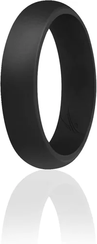 ROQ - Anillo de boda de silicona para mujeres, alianzas de boda de goma asequibles, con purpurina y metálicos, oro rosa, plata, negro, azul
