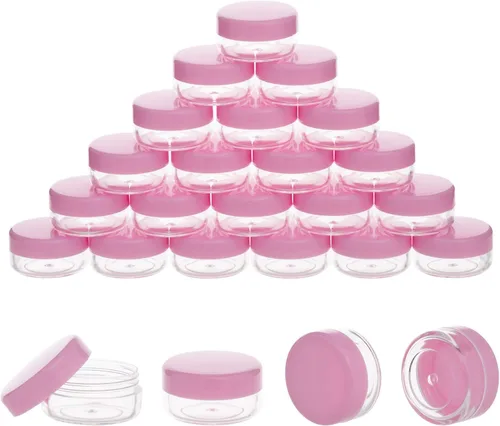 Miniatura 8 de Contenedores de muestra de 0.11 onzas con tapas, paquete de 25 mini recipientes para cosméticos, tarros de muestra negros sin BPA para maquillaje