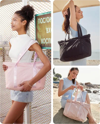 Miniatura 23 de BAGSMART Bolsa de mano para mujer con cremallera, bolsa de gimnasio con compartimentos, bolsa de trabajo para enfermera, baile, bolsa de yoga