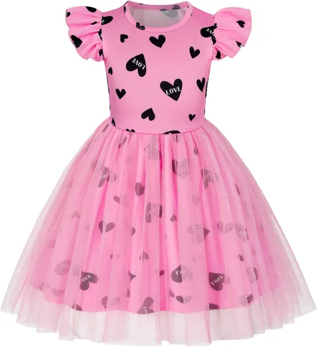 Miniatura 27 de WonderBabe Vestido de tul para niñas pequeñas, traje de unicornio, manga con volantes, ropa de cumpleaños, vacaciones, falda tutú casual de sirena