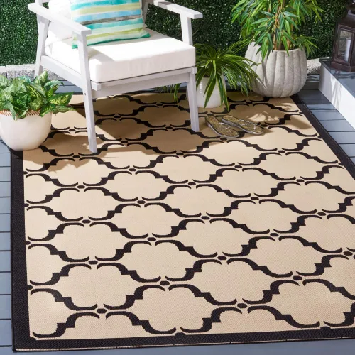 Miniatura 23 de SAFAVIEH Alfombra lavable al aire libre Courtyard Collection - 9 x 12 pies, beige y terracota, no desprende pelusa y fácil limpieza, ideal