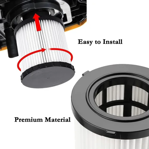 Miniatura 5 de DCV5801H - Paquete de 2 filtros de repuesto HEPA para aspiradora húmeda/seca compatibles con DeWalt DCV580 y DCV581H, reutilizables y lavables