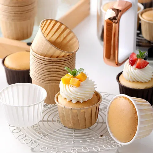 Miniatura 7 de 200 forros para magdalenas, tamaño estándar, tazas para hornear, envoltorios a prueba de grasa, soportes de papel para cupcakes para bodas, fiestas