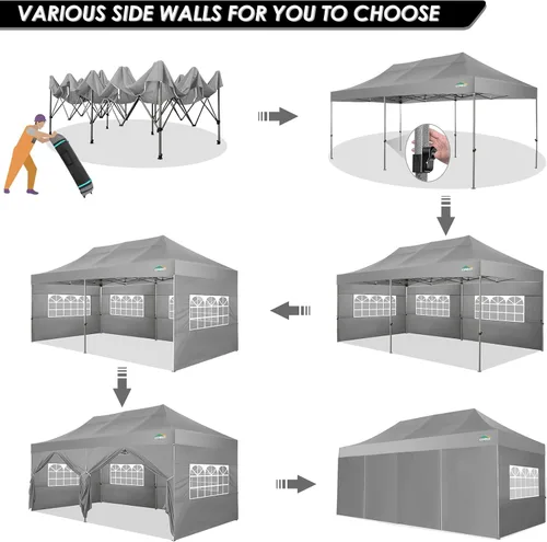 Miniatura 275 de COBIZI Tienda de campaña desplegable de 6.6 x 6.6 pies, toldo resistente, fácil de instalar, impermeable, para exteriores, fiestas, playa, jardín