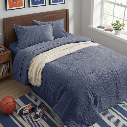 Miniatura 37 de Zzlpp Juego de edredón King de 7 piezas, ropa de cama de seersucker naranja quemado en una bolsa con sábanas, juegos de ropa de cama ligeros con 1