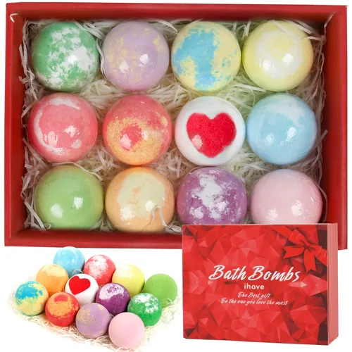 Miniatura 6 de iHave Bombas de baño para niños y mujeres, juego de 12 bombas de baño naturales hechas a mano, bombas de baño de burbujas, perfectos regalos