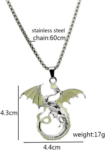 Miniatura 3 de Collar con colgante de dragón de animal para hombre, luminoso, tribal, tótem volador, collar para mujeres, hombres, adolescentes, joyería que brilla