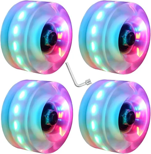 Paquete de 4 ruedas de patinaje con luces de 1.260 x 2.283 in 78A, ruedas de patinaje con rodamientos instalados para interiores o exteriores, 3 LED