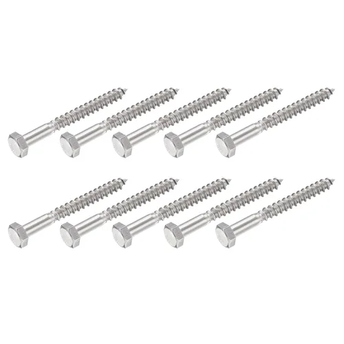 Miniatura 14 de METALLIXITY Tornillos hexagonales (M6 x 1.575 in), 10 unidades, pernos de madera autorroscantes de acero inoxidable 304, para aplicaciones domésticas