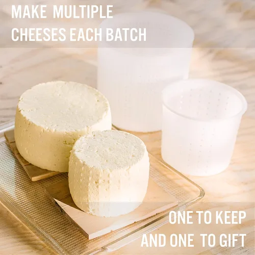 Miniatura 8 de Country Trading Co. Juego de 3 moldes de queso para hacer quesos azules y duros en casa, cestas italianas de calidad para hacer gorgonzola, colby