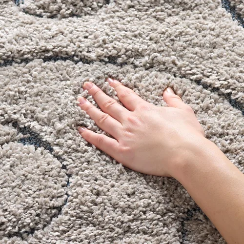 Miniatura 38 de SAFAVIEH - Alfombra de la colección Florida Shag - 10 pies redonda, color crema y beige, diseño de pergamino, no suelta pelusa y fácil de limpiar