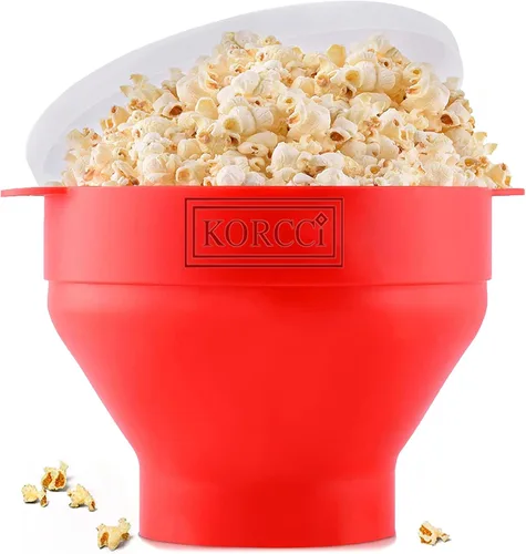 The Original Korcci - Palomitas de maíz de silicona para microondas, para microondas, cuenco plegable para hacer palomitas de maíz, no requiere Rojo