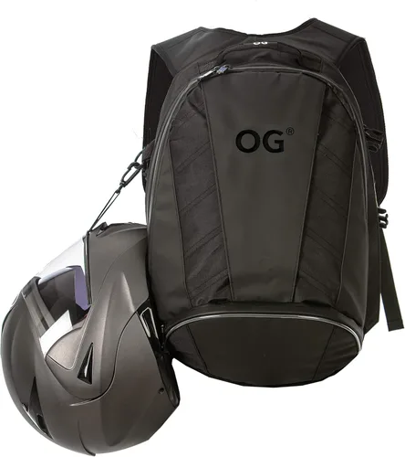 Mochila de Motocicleta Original OG Negra Expandible, Bolsa para Casco de Moto, Correa para Casco