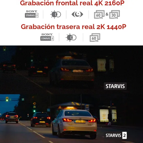Miniatura 3 de Thinkware 4K Cámara de tablero dual U3000 PRO, frontal y trasera con Sony STARVIS 2, estacionamiento por radar, visión nocturna súper 4.0, Wi‑Fi