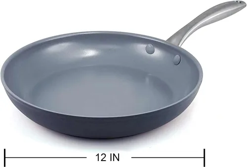Miniatura 2 de GreenPan Lima - Sartén antiadherente de cerámica anodizada dura de 12 pulgadas, sin PFAS, apta para horno, gris