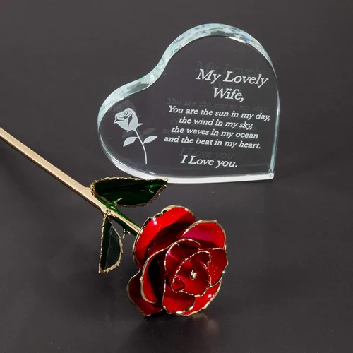 Miniatura 6 de GreenCor Juego de regalo de madera grabado para aniversario para esposa, con texto en inglés "To My Beautiful Wife", incluye corazón grabado