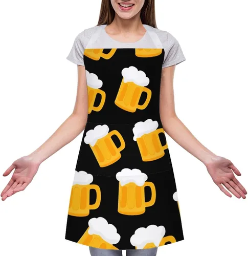 Miniatura 22 de Divertido babero de cocina para mujer, resistente al aceite con bolsillo, delantal para hornear manualidades Color (650)