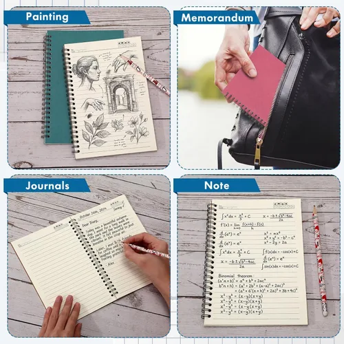 Miniatura 7 de Epakh Paquete de 6 cuadernos en espiral a granel, cuaderno de espiral de tapa dura de regreso a clases, 5.5 x 8.3 pulgadas, cuaderno de notas