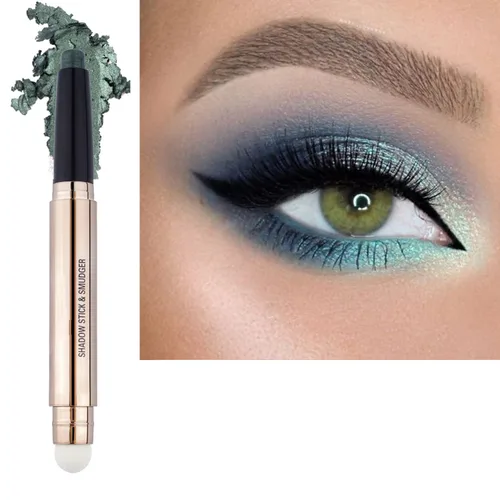Miniatura 17 de Barra de sombra de ojos marrón y brocha de maquillaje con esponja, lápiz de sombra de ojos cremoso y brillante de larga duración, resistente al