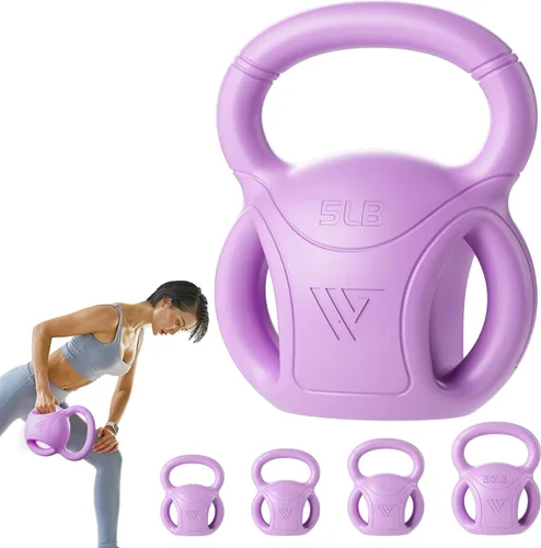 Miniatura 10 de RUNWE - Mancuernas rusas de 3 asas, peso para mujeres, opciones de 5, 10, 15 y 20 libras para giros rusos, ejercicio abdominal, levantamiento